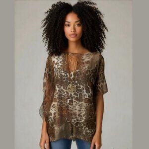 Mob wife sheer leopard overlay top